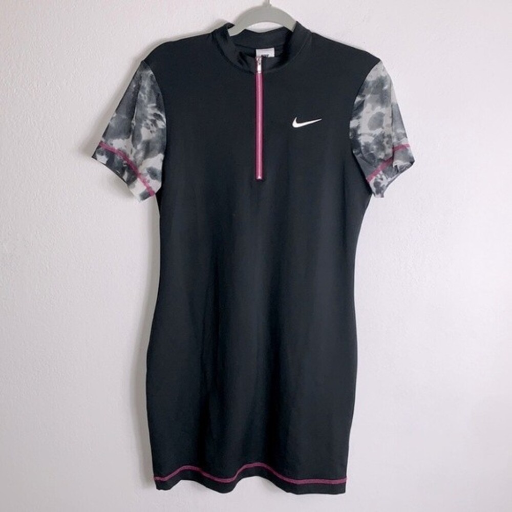Nike Sportswear Mesh Tie Dye Mesh Short Sleeve Mock Neck Dress Sz L